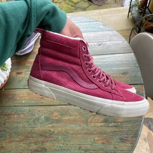 Vans Off The Wall Scotchgard Sk8 Hi Purple Leather 721454 Men SZ 5.5 WMN 7 Used